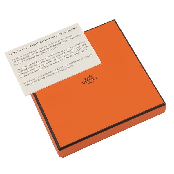 エルメス 三つ折り財布 クリック12 ネイビー/シルバー金具アリゲーターマット Z刻印 財布