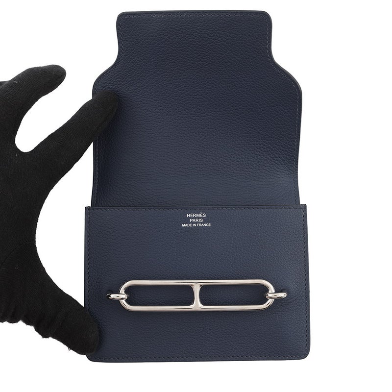 エルメス 財布 ロウリス ルリ スリム ヴェルソ ブルーニュイ/ブルーザンジバル/シルバー金具  エバーカラー Z刻印