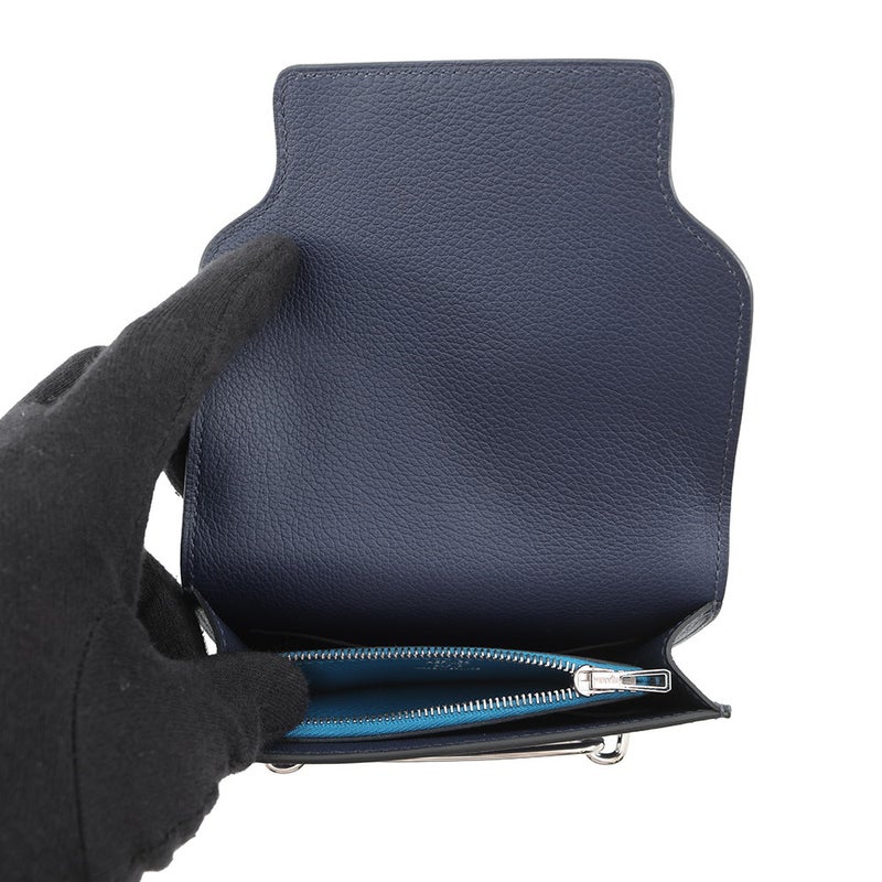 エルメス 財布 ロウリス ルリ スリム ヴェルソ ブルーニュイ/ブルーザンジバル/シルバー金具  エバーカラー Z刻印