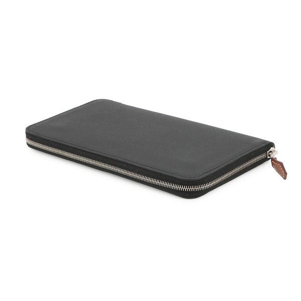 エルメス 長財布 アザップロング シルクイン ブラック/シルバー金具 エプソン X刻印 財布 黒