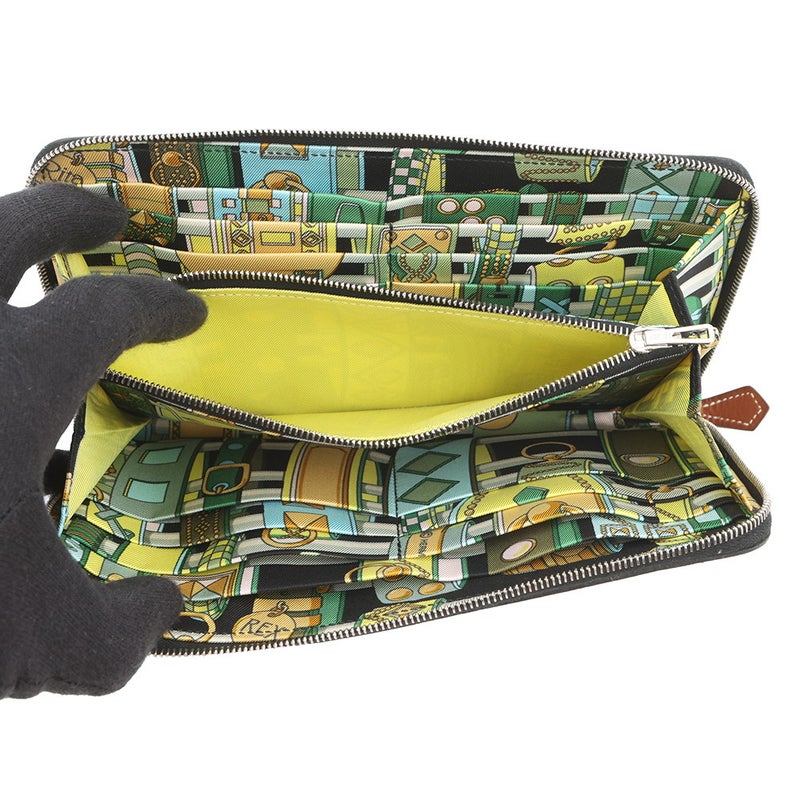 エルメス 長財布 アザップロング シルクイン ブラック/シルバー金具 エプソン X刻印 財布 黒