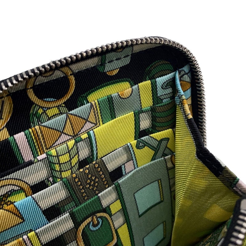 エルメス 長財布 アザップロング シルクイン ブラック/シルバー金具 エプソン X刻印 財布 黒