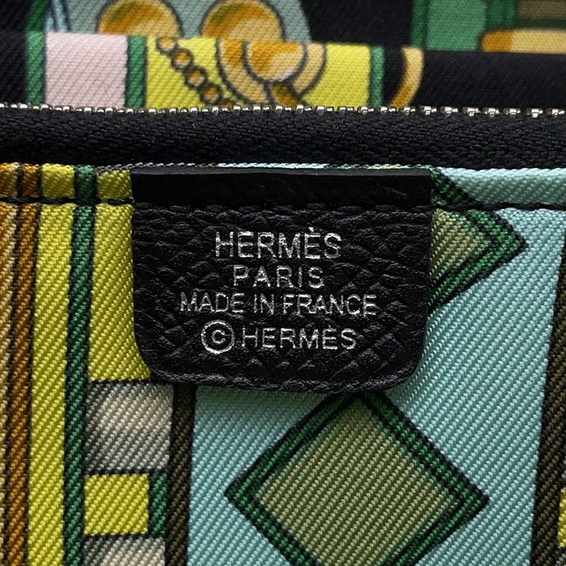 エルメス 長財布 アザップロング シルクイン ブラック/シルバー金具 エプソン X刻印 財布 黒