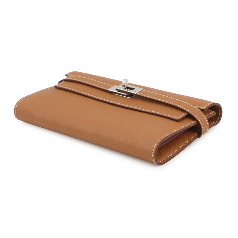 エルメス 長財布 ケリーウォレット ロング ゴールド/シルバー金具 エプソン B刻印 財布
