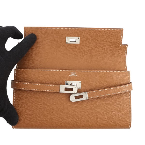 エルメス 長財布 ケリーウォレット ロング ゴールド/シルバー金具 エプソン B刻印 財布