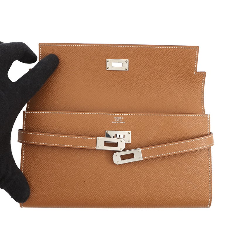 エルメス 長財布 ケリーウォレット ロング ゴールド/シルバー金具 エプソン B刻印 財布