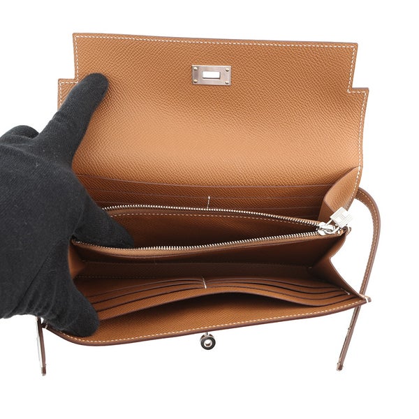 エルメス 長財布 ケリーウォレット ロング ゴールド/シルバー金具 エプソン B刻印 財布