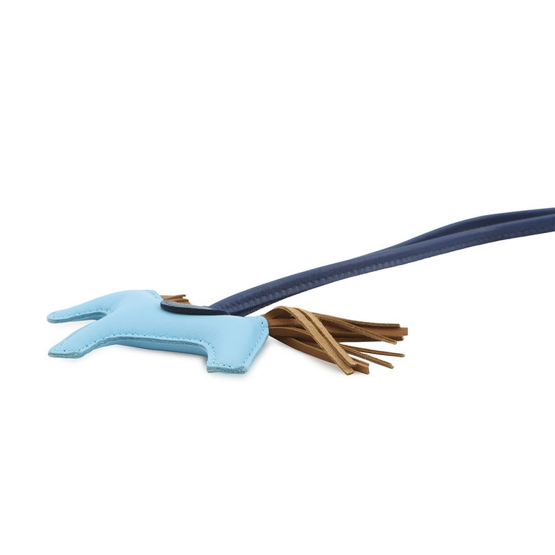 エルメス バッグチャーム ロデオPM セレステ/ブルードマルト/クラフト ラムスキン D刻印 HERMES