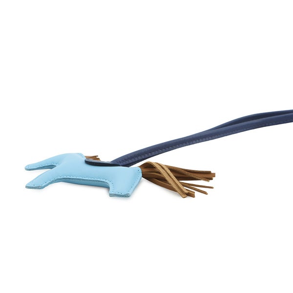 エルメス バッグチャーム ロデオPM セレステ/ブルードマルト/クラフト ラムスキン D刻印 HERMES