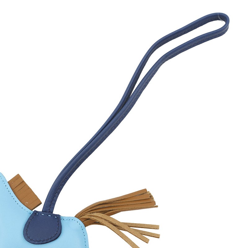 エルメス バッグチャーム ロデオPM セレステ/ブルードマルト/クラフト ラムスキン D刻印 HERMES