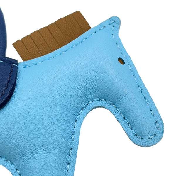 エルメス バッグチャーム ロデオPM セレステ/ブルードマルト/クラフト ラムスキン D刻印 HERMES