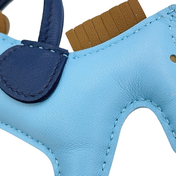 エルメス バッグチャーム ロデオPM セレステ/ブルードマルト/クラフト ラムスキン D刻印 HERMES
