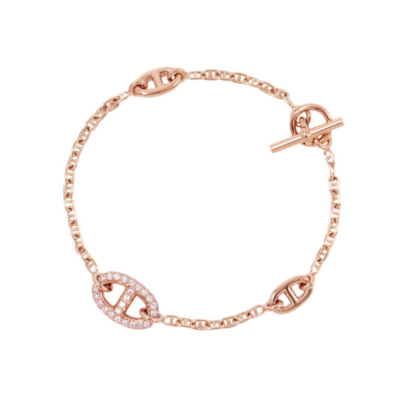 エルメス ブレスレット シェーヌダンクル ファランドール ダイヤモンド 74P 計0.66ct K18PGピンクゴールド サイズSH HERMES
