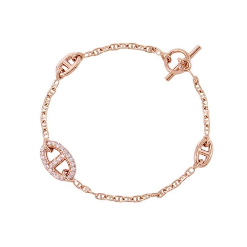 エルメス ブレスレット シェーヌダンクル ファランドール ダイヤモンド 74P 計0.66ct K18PGピンクゴールド サイズSH HERMES