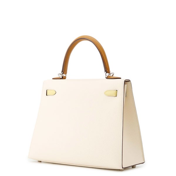 エルメス ケリー25 トリコロール 外縫い ナタ/セサミ/ジョーヌプッサン/シルバー金具 エプソン Z刻印 2wayショルダー