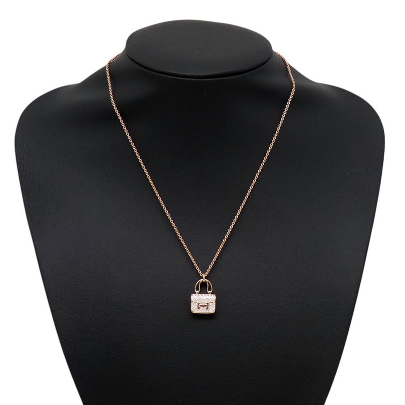 エルメス ネックレス アミュレット コンスタンス ペンダント ダイヤモンド 43P 計0.44ct K18PGピンクゴールド HERMES