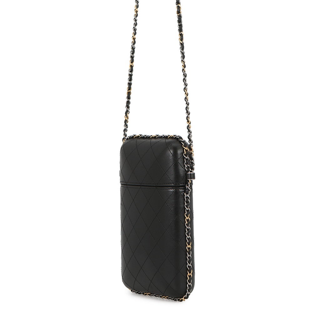 シャネル フォンケース チェーンアラウンド マトラッセ ココマーク ラムスキン A94471 CHANEL 黒 シャネル フォンケース チェーンアラウンド マトラッセ ココマーク