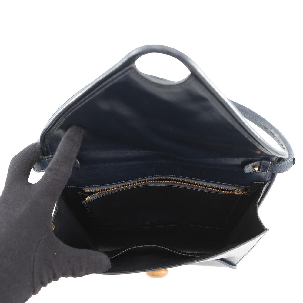 エルメス ショルダーバッグ ウッド ネイビー/ゴールド金具 ボックス