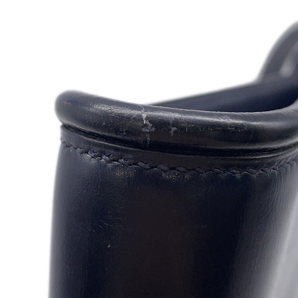 エルメス ショルダーバッグ ウッド ネイビー/ゴールド金具 ボックスカーフ 〇E刻印 エルメス ショルダーバッグ ウッド ネイビー/ゴールド金具 ボックス