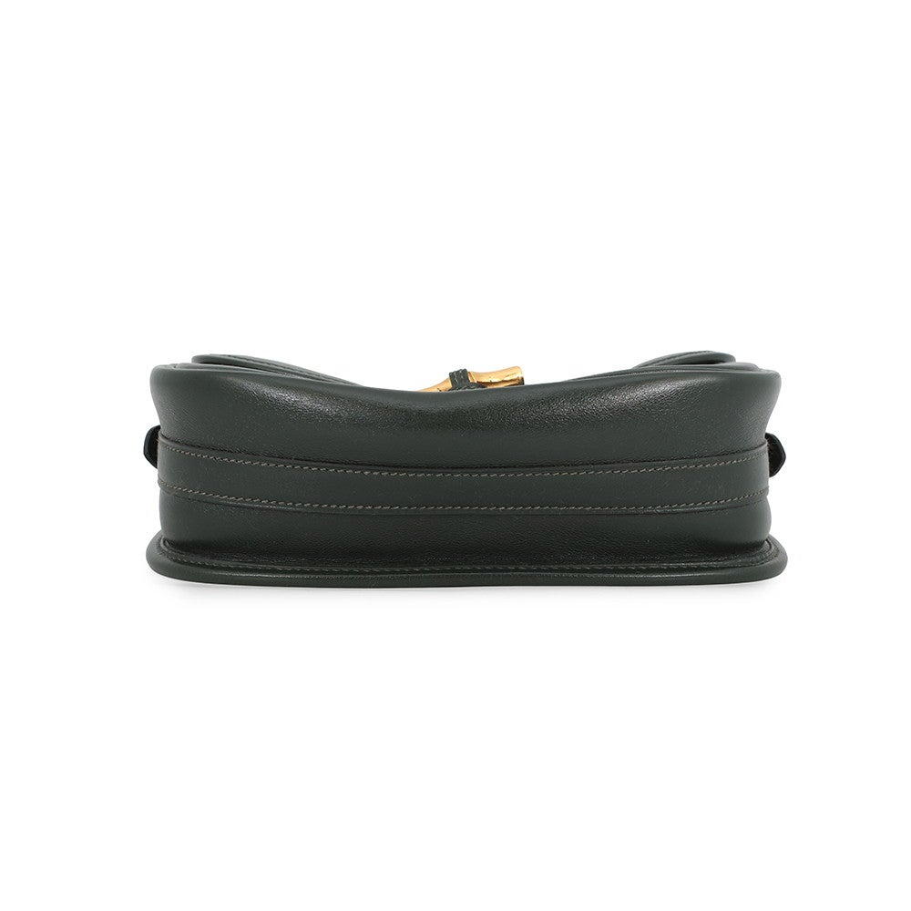 エルメス ショルダーバッグ ダッフル グリーン/ゴールド金具 ボックスカーフ 〇Y刻印 エルメス ショルダーバッグ ダッフル グリーン/ゴールド金具 ボックス