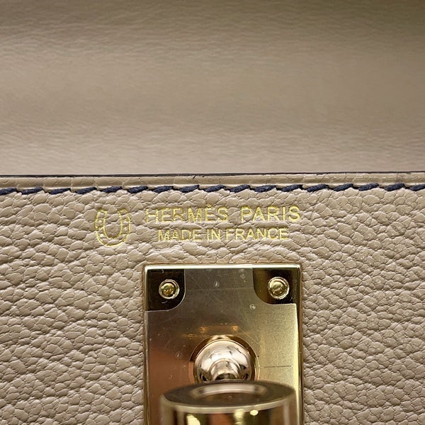 エルメス ミニケリー2 外縫い トゥルティエールグレー/ナタ/シャンパンゴールド金具 シェブルミゾル B刻印 ２wayショルダー SPO