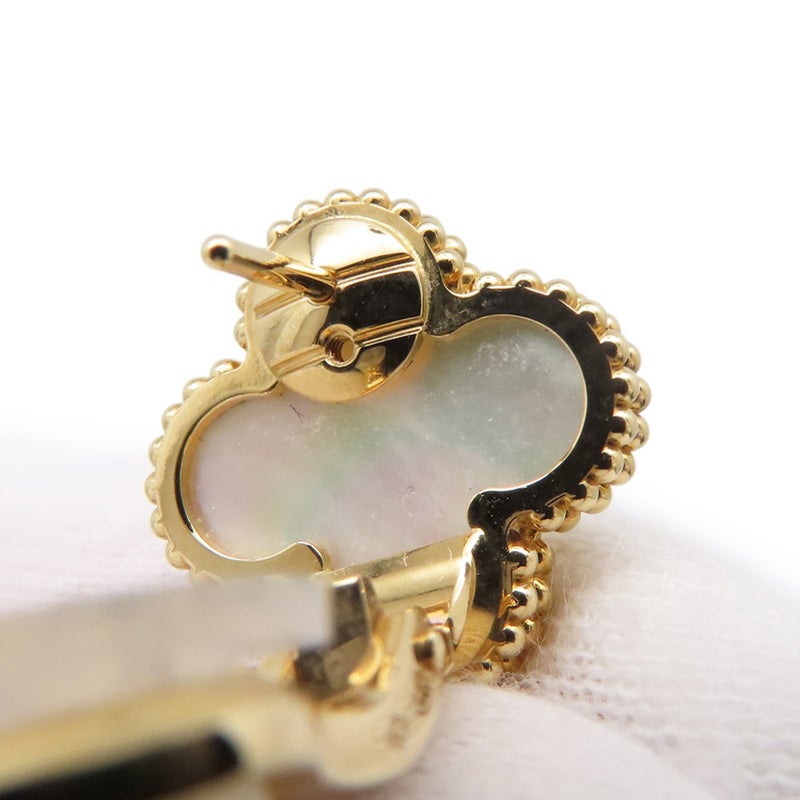 ヴァンクリ ピアス マジック アルハンブラ イヤリング 2モチーフ マザーオブパール K18YGイエローゴールド VCARD78800