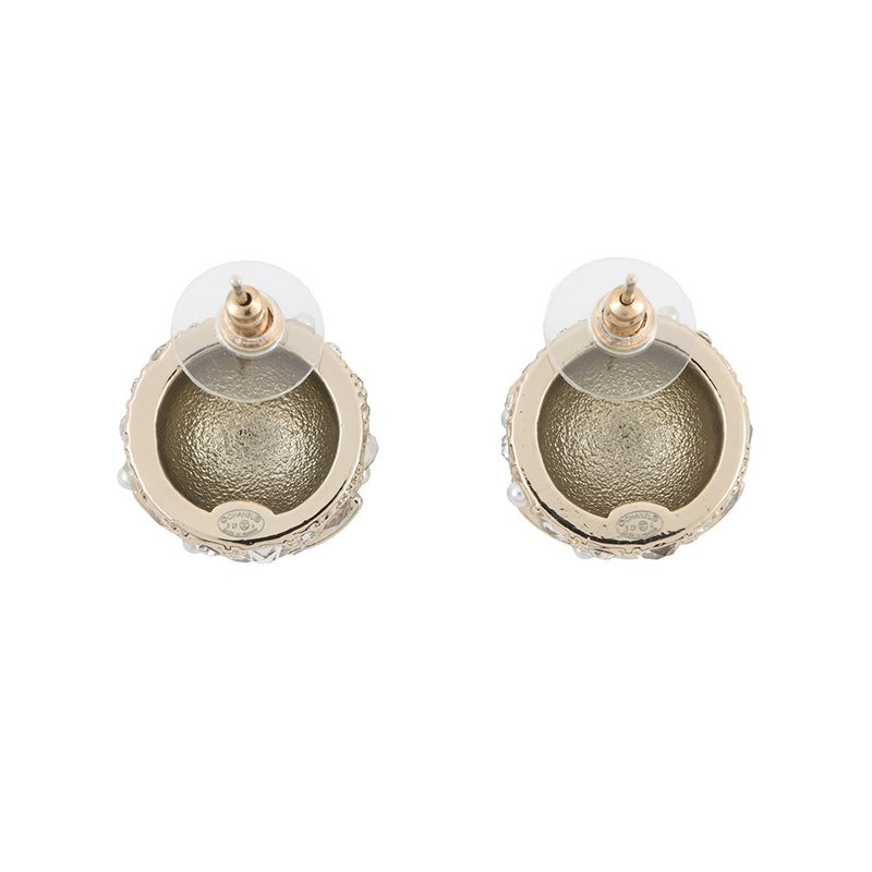 シャネル ピアス ココマーク ラウンドピアス ラインストーン フェイクパール B25A ABF219 CHANEL アクセサリー