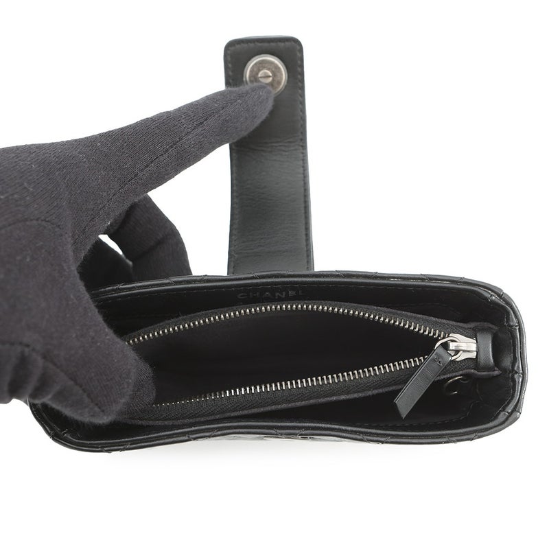 シャネル フォンケース マトラッセ 2.55 ミニ チェーンポシェット ラッキーチャーム カーフレザー A80446 CHANEL 黒