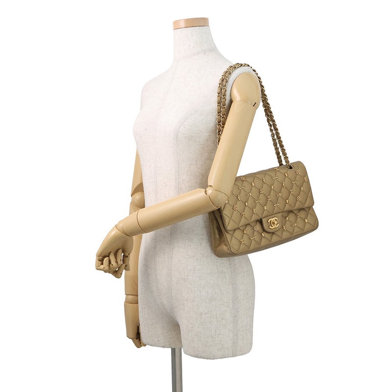 シャネル チェーンショルダーバッグ マトラッセ25 エジプトチャーム ココマーク ダブルチェーン ラムスキン A01112