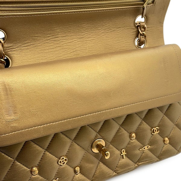 シャネル チェーンショルダーバッグ マトラッセ25 エジプトチャーム ココマーク ダブルチェーン ラムスキン A01112