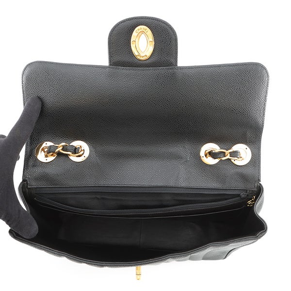 シャネル チェーンショルダーバッグ マドモアゼル ココマーク デカココ キャビアスキン CHANEL 黒