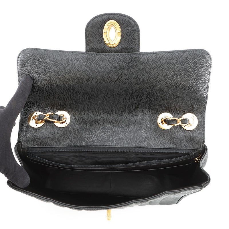 シャネル チェーンショルダーバッグ マドモアゼル ココマーク デカココ キャビアスキン CHANEL 黒