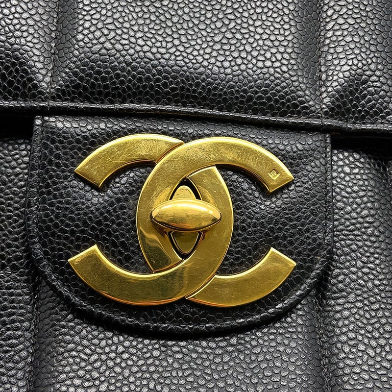 シャネル チェーンショルダーバッグ マドモアゼル ココマーク デカココ キャビアスキン CHANEL 黒