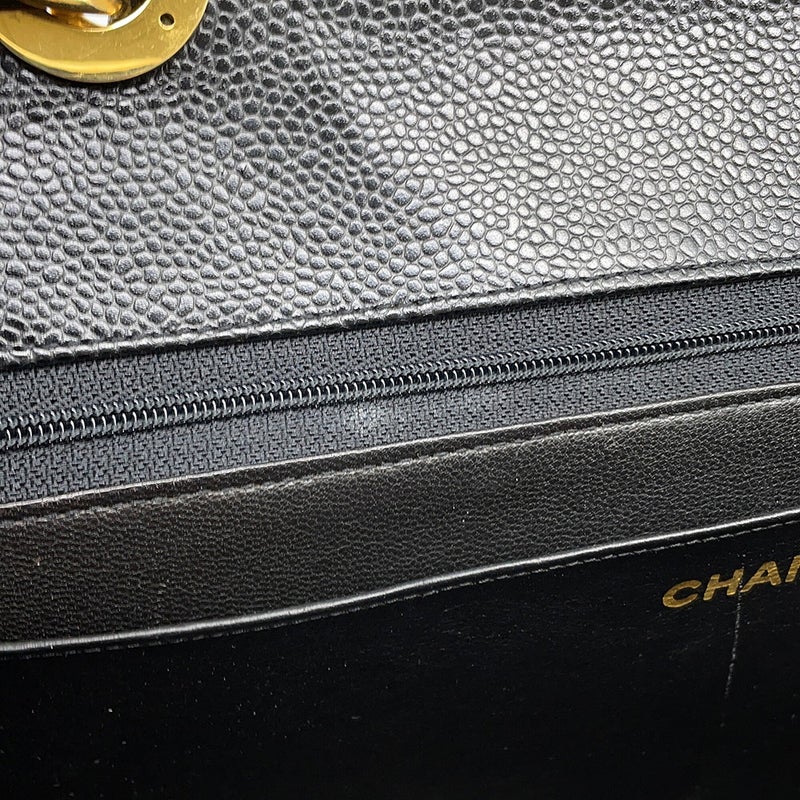 シャネル チェーンショルダーバッグ マドモアゼル ココマーク デカココ キャビアスキン CHANEL 黒