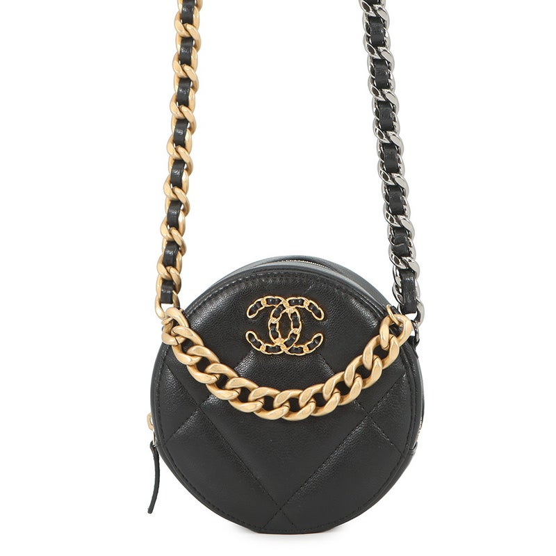 シャネル チェーンショルダーバッグ シャネル19 マトラッセ ココマーク ラムスキン AP0945 CHANEL 黒