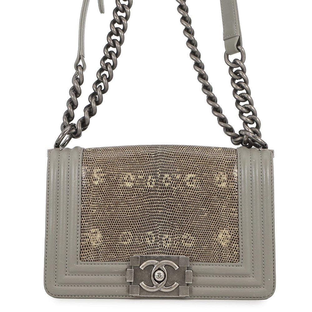 シャネル チェーンショルダーバッグ ボーイシャネル スモール マトラッセ ココマーク ラムスキン/リザード CHANEL 黒 シャネル チェーンショルダーバッグ ボーイシャネル スモール
