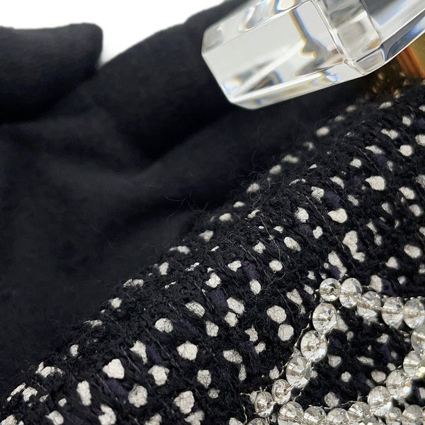 シャネル クラッチバッグ ココマーク ビジュー クリスタル ツイード CHANEL パーティーバッグ 黒