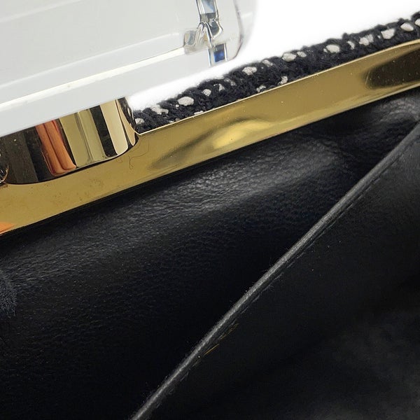 シャネル クラッチバッグ ココマーク ビジュー クリスタル ツイード CHANEL パーティーバッグ 黒