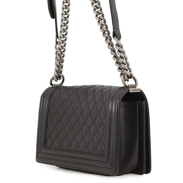 シャネル チェーンショルダーバッグ ボーイシャネル キャビアスキン A67086 CHANEL バッグ 黒