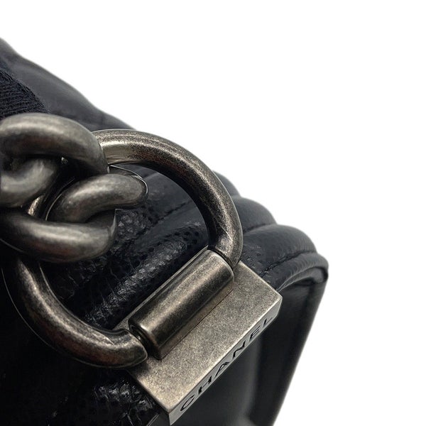 シャネル チェーンショルダーバッグ ボーイシャネル キャビアスキン A67086 CHANEL バッグ 黒