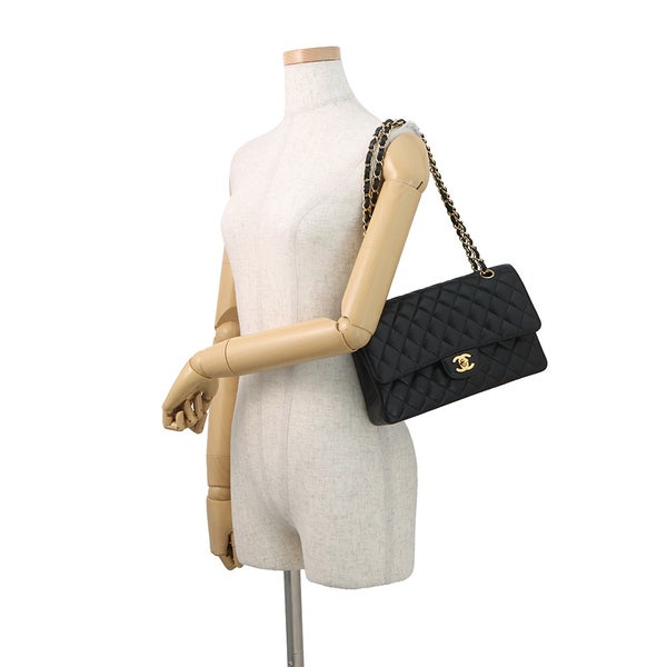 シャネル チェーンショルダーバッグ マトラッセ25 ココマーク キャビアスキン ダブルチェーン A01112 CHANEL 黒