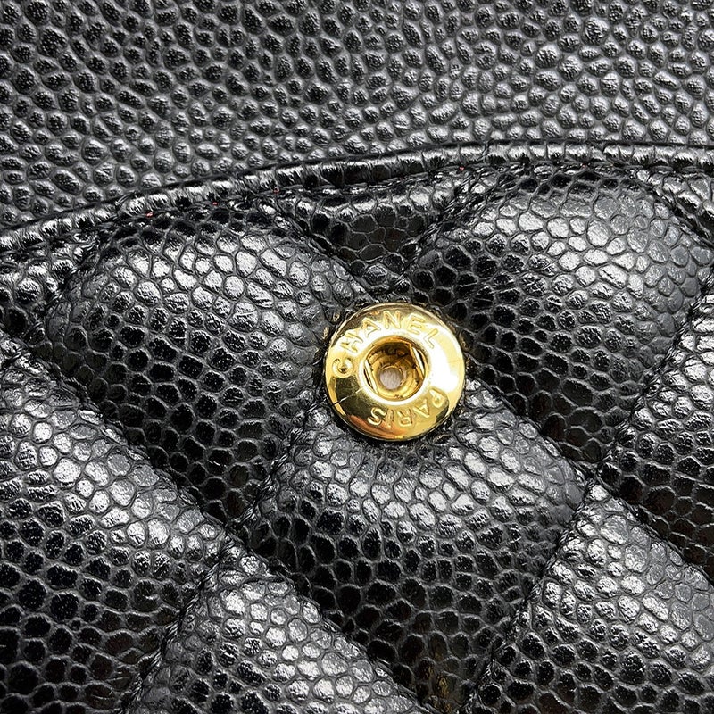 シャネル チェーンショルダーバッグ マトラッセ25 ココマーク キャビアスキン ダブルチェーン A01112 CHANEL 黒
