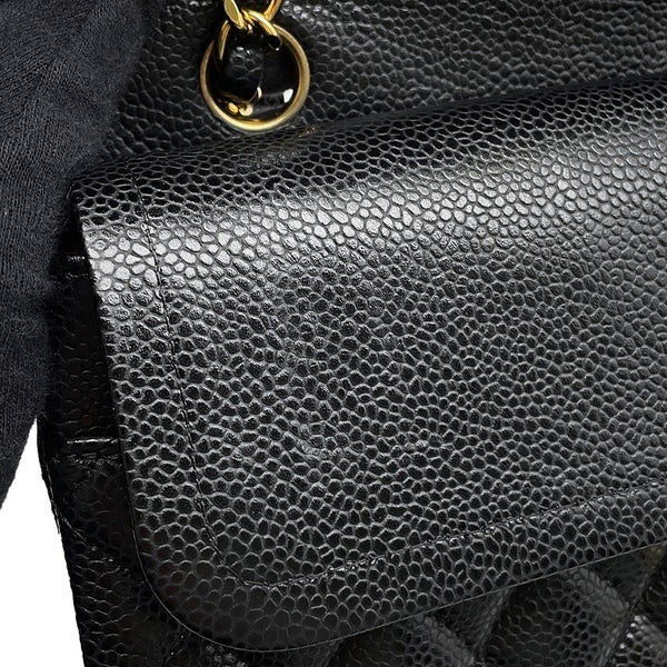 シャネル チェーンショルダーバッグ マトラッセ25 ココマーク キャビアスキン ダブルチェーン A01112 CHANEL 黒