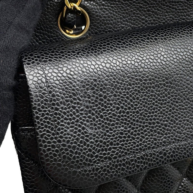 シャネル チェーンショルダーバッグ マトラッセ25 ココマーク キャビアスキン ダブルチェーン A01112 CHANEL 黒