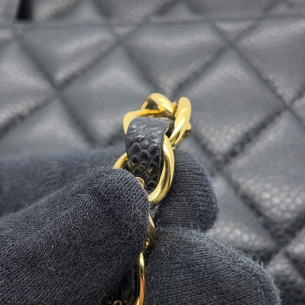 シャネル チェーンショルダーバッグ マトラッセ25 ココマーク キャビアスキン ダブルチェーン A01112 CHANEL 黒