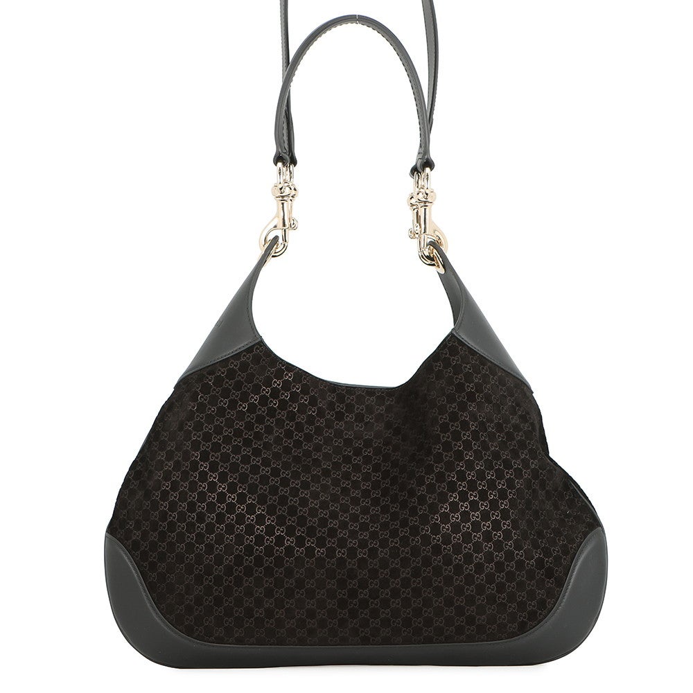 GUCCIバック グッチ ショルダーバッグ マイクロGGスエード/レザー GUCCI B スモール