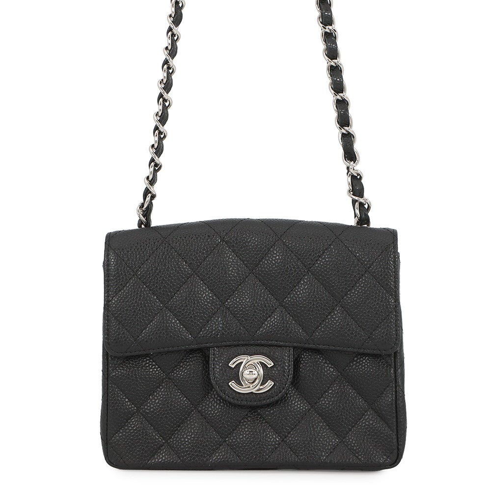 シャネル チェーンショルダーバッグ ミニ マトラッセ ココマーク シングルチェーン キャビアスキン A01115 CHANEL 黒 シャネル チェーンショルダーバッグ ミニ マトラッセ ココマーク