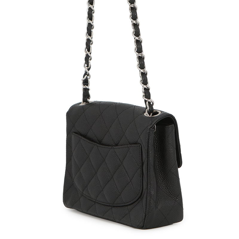 シャネル チェーンショルダーバッグ ミニ マトラッセ ココマーク シングルチェーン キャビアスキン A01115 CHANEL 黒