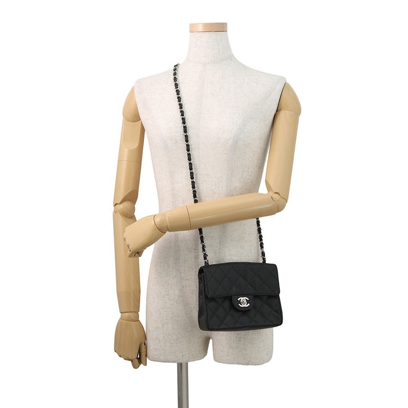 シャネル チェーンショルダーバッグ ミニ マトラッセ ココマーク シングルチェーン キャビアスキン A01115 CHANEL 黒