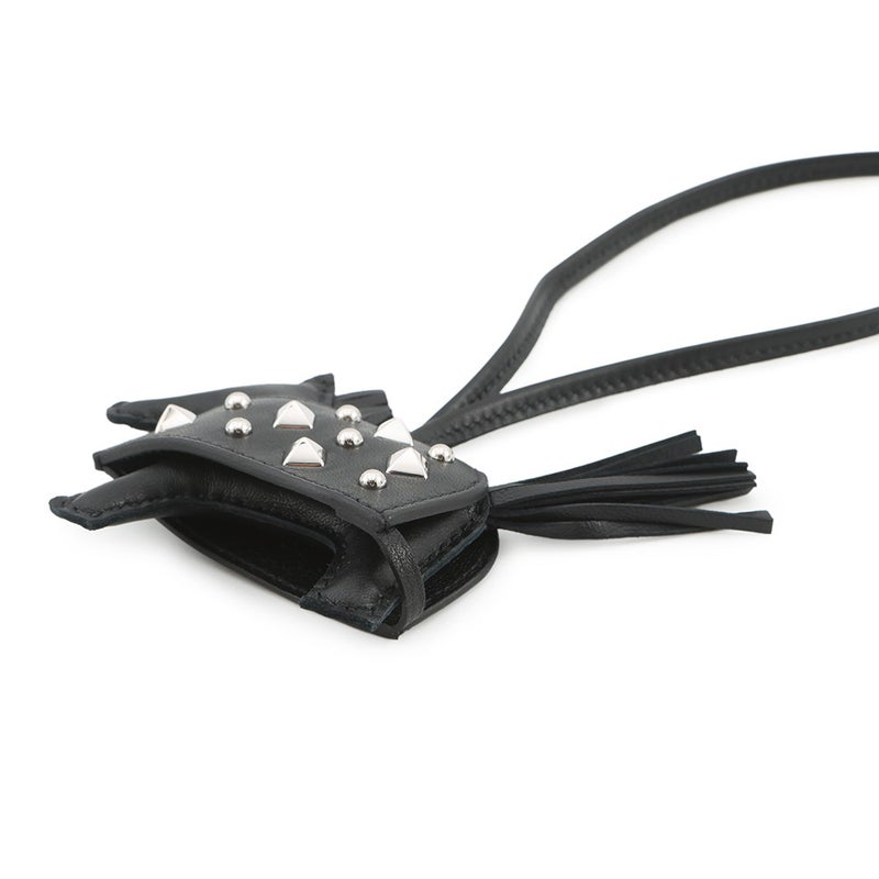 エルメス バッグチャーム ロデオPM ロベオ ロック ブラック/シルバー金具 ラムスキン/スイフト K刻印 HERMES 黒